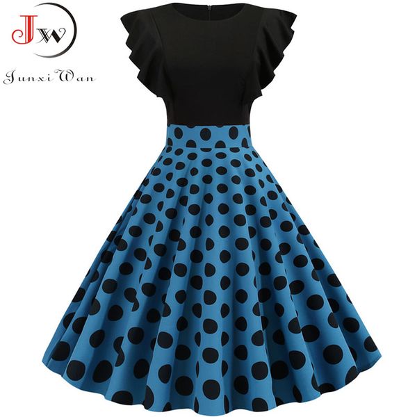 summer women vintage dress black polka dot print petal sleeve elegant pinup party dress robe femme 2020 plus size midi vestidos, White;black
summer women vintage dress black polka dot print petal sleeve elegant pinup party dress robe femme 2020 plus size midi vestidos, White;black