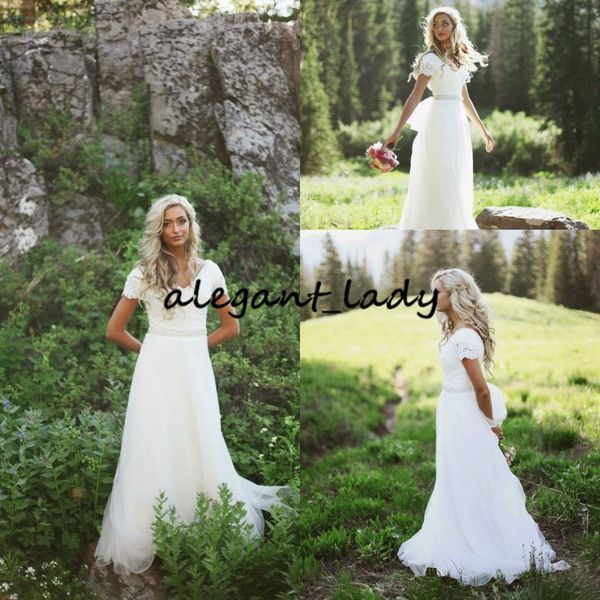 vintage crochet wedding dresses with beaded belt 2019 retro v-neck lace tulle short sleeve outdoor countryside bridal gown, White
vintage crochet wedding dresses with beaded belt 2019 retro v-neck lace tulle short sleeve outdoor countryside bridal gown, White