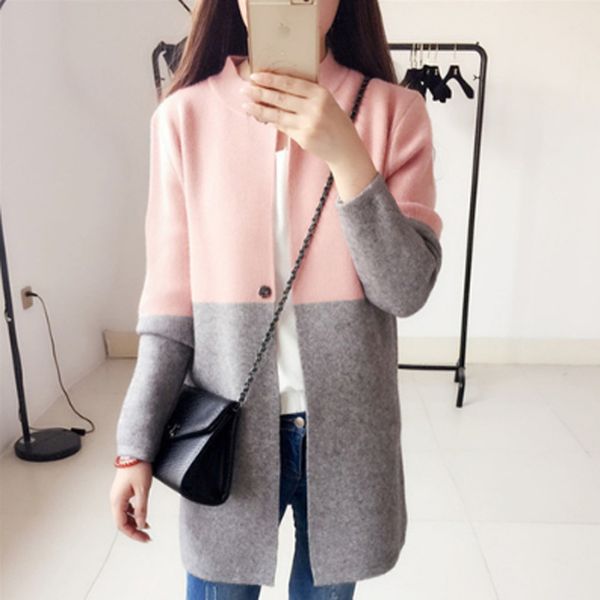 costume korean style casual color block loose woman knit coat spring and autumn long sleeve patchwork cardigan female long coats, Black
costume korean style casual color block loose woman knit coat spring and autumn long sleeve patchwork cardigan female long coats, Black