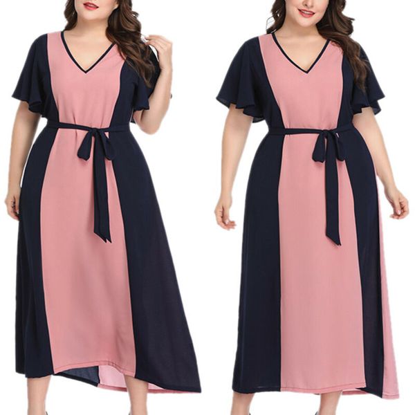 women summer v neck short bat sleeve colour block party casual loose maxi dress, Black;gray
women summer v neck short bat sleeve colour block party casual loose maxi dress, Black;gray