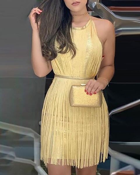 glitter halter backless tassel party dress women sleeveless mini bodycon club dresses, Black;gray
glitter halter backless tassel party dress women sleeveless mini bodycon club dresses, Black;gray