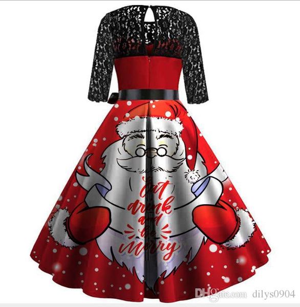 red and black three quarter sleeve snowflake low-waisted lace autumn and winter new women's christmas santa's digital print dress, Black;gray
red and black three quarter sleeve snowflake low-waisted lace autumn and winter new women's christmas santa's digital print dress, Black;gray