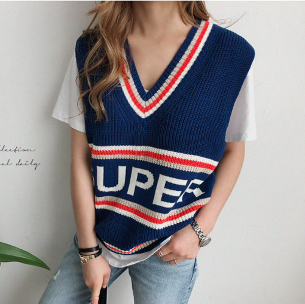 women sleeveless pullover fall 2019 korean style casual letter striped patchwork v neck knitted sweater vest blue t437, Black;white
women sleeveless pullover fall 2019 korean style casual letter striped patchwork v neck knitted sweater vest blue t437, Black;white