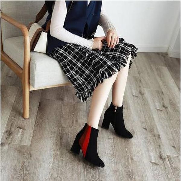 new ladies high heel booties women's winter fashion plus velvet coarse heel ankle boots outdoor cotton shoes suede boots, Black
new ladies high heel booties women's winter fashion plus velvet coarse heel ankle boots outdoor cotton shoes suede boots, Black
