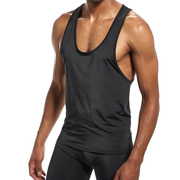 men sports solid color breathable running cycling slim vest summer tank tee ing, White;black
men sports solid color breathable running cycling slim vest summer tank tee ing, White;black
