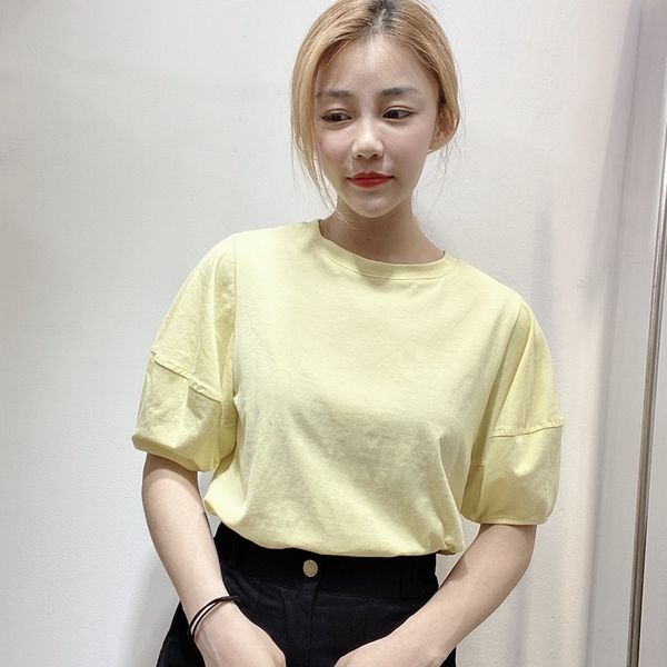 bubble sleeve solid color t-shirt female loose 2020 summer student round coat t-shirt collar stitching half sleeve ins fashion, White
bubble sleeve solid color t-shirt female loose 2020 summer student round coat t-shirt collar stitching half sleeve ins fashion, White