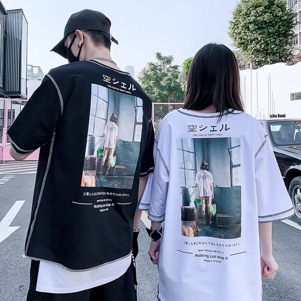2019new european and american short sleeve hiphop eeriness girl printing loose lovers oversize shirt t-shirt, White
2019new european and american short sleeve hiphop eeriness girl printing loose lovers oversize shirt t-shirt, White