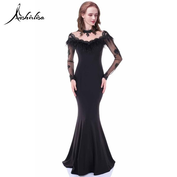 anshirlisa women long sleeve feathers illusion vintage black formal evening satin dress long mermaid beaded appliques prom gown, White;black
anshirlisa women long sleeve feathers illusion vintage black formal evening satin dress long mermaid beaded appliques prom gown, White;black