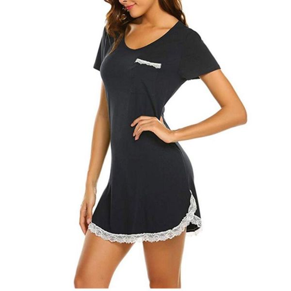women cotton sleepwear v-neck short sleeve lace nightdress casual nightgowns with pocket summer sleepshirt night skirts 2xl, Black;red
women cotton sleepwear v-neck short sleeve lace nightdress casual nightgowns with pocket summer sleepshirt night skirts 2xl, Black;red