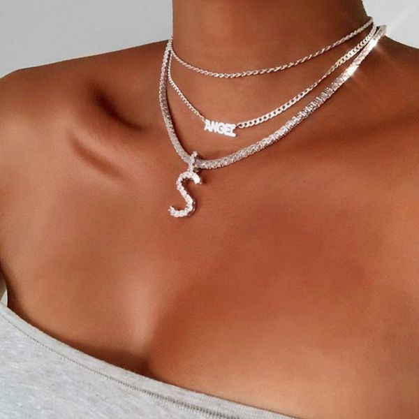 crystal letter pendant necklace collares choker collier femme bridesmaid gift jewelry sweets acesorios bling necklace women, Silver
crystal letter pendant necklace collares choker collier femme bridesmaid gift jewelry sweets acesorios bling necklace women, Silver