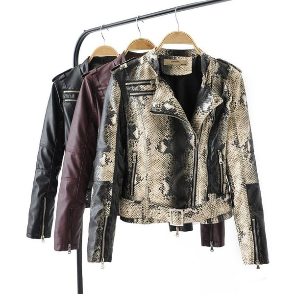2020 spring autumn women faux soft leather jacket snakeskin black punk short jacket coats female rivet zipper outerwear x913
2020 spring autumn women faux soft leather jacket snakeskin black punk short jacket coats female rivet zipper outerwear x913