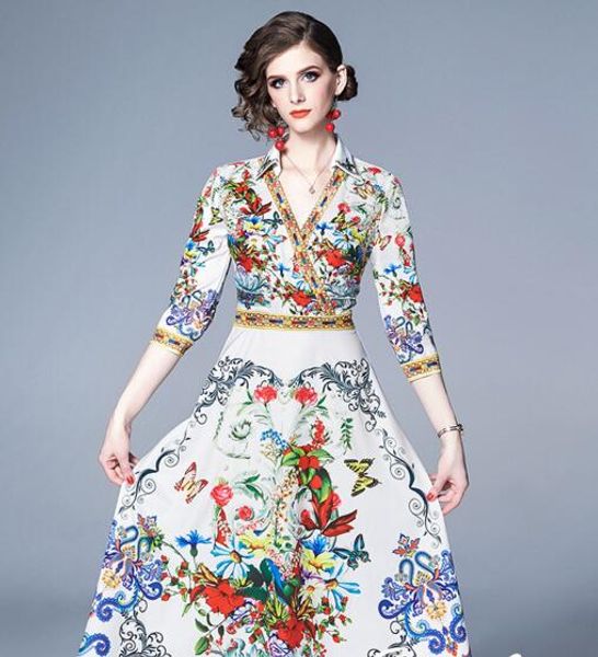 v-neck print skirt spring and summer new women's waist slimming temperament long dress, Black;gray
v-neck print skirt spring and summer new women's waist slimming temperament long dress, Black;gray