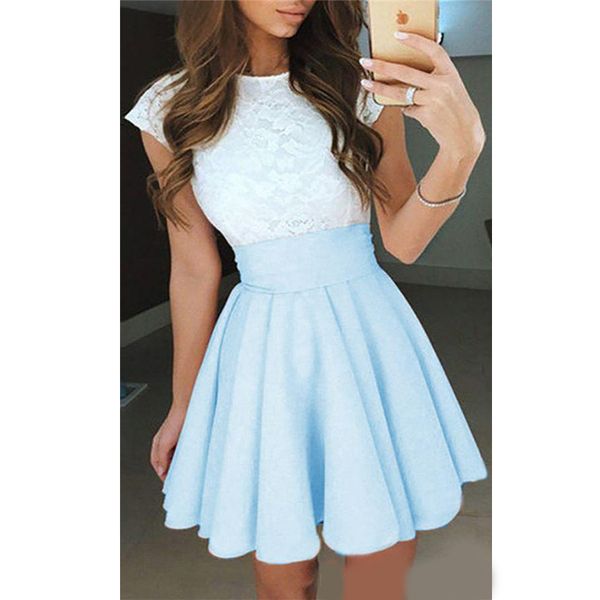 2020 light sky blue lace graduation short prom dresses bateau neck satin ruched mini homecoming party cocktail dress for girls formal, Blue;red
2020 light sky blue lace graduation short prom dresses bateau neck satin ruched mini homecoming party cocktail dress for girls formal, Blue;red