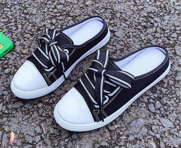 new summer woman half slipper canvas shoes flat sneakers women casual comfortable loafer driving low lace up shoes, Black
new summer woman half slipper canvas shoes flat sneakers women casual comfortable loafer driving low lace up shoes, Black