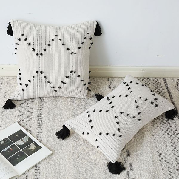 dunxdeco cushion cover decorative pillow case modern simple geometric cut flora white black tassels sofa chair coussin
dunxdeco cushion cover decorative pillow case modern simple geometric cut flora white black tassels sofa chair coussin