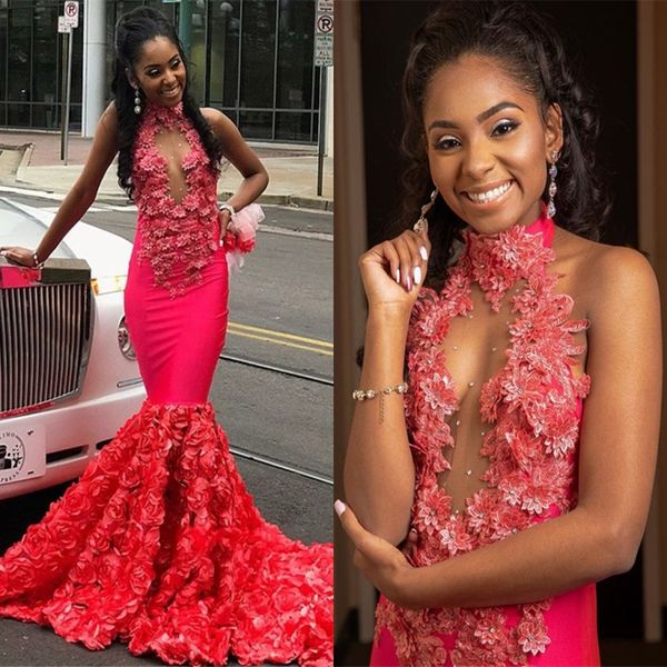african halter prom dresses with 3d appliques lace beads sequins kyehole neck mermaid evening dress flower train arabic party gowns, Black
african halter prom dresses with 3d appliques lace beads sequins kyehole neck mermaid evening dress flower train arabic party gowns, Black