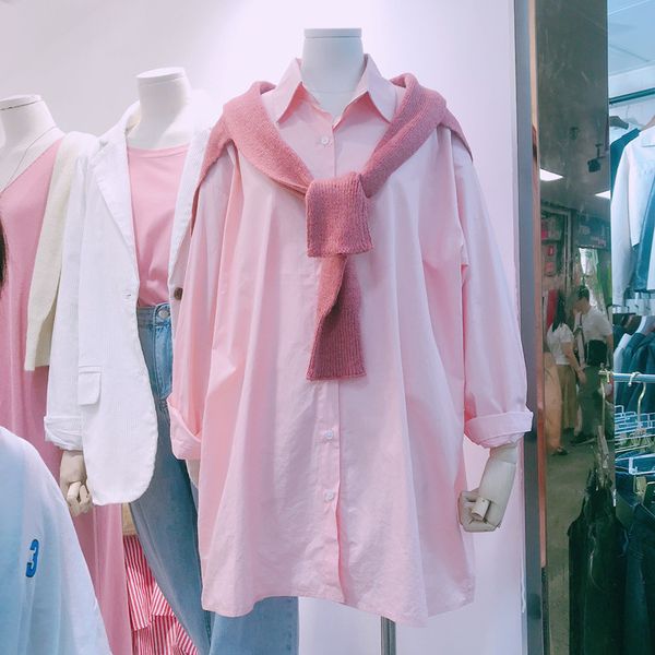 2019 spring autumn korean solid color shirt women's long sleeve loose korean student fashion long plus size womens clothing, White
2019 spring autumn korean solid color shirt women's long sleeve loose korean student fashion long plus size womens clothing, White