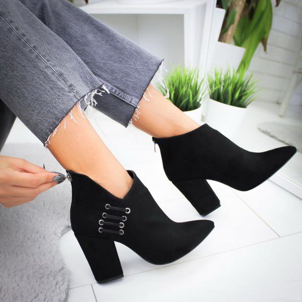fashion women comfortable ankle boots 2019 new ladies pointed toe high heel solid color suede leather autumn short boots mujer, Black
fashion women comfortable ankle boots 2019 new ladies pointed toe high heel solid color suede leather autumn short boots mujer, Black