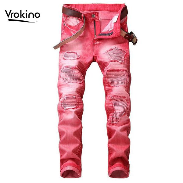 vrokino 2019 spring and autumn new joint jeans search retro slim fashion jeans men's multi-color size trousers, Blue
vrokino 2019 spring and autumn new joint jeans search retro slim fashion jeans men's multi-color size trousers, Blue