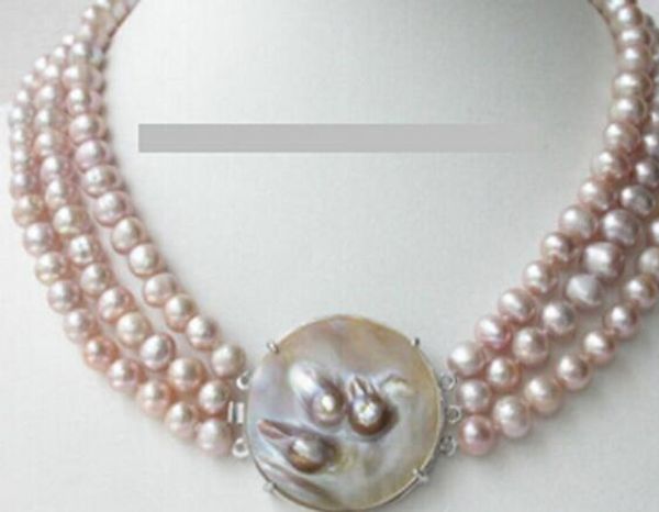 gt; noble 3strands fw purple 9mm pearl necklace, Silver
gt; noble 3strands fw purple 9mm pearl necklace, Silver
