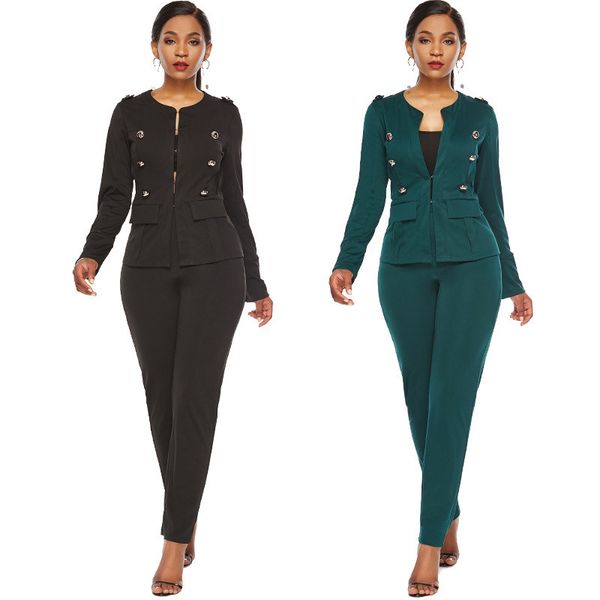 womens designer autumn two-piece suit solid color long sleeve button suit 9vn6, White
womens designer autumn two-piece suit solid color long sleeve button suit 9vn6, White