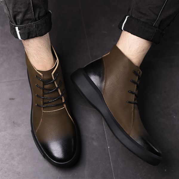 Fashion Men's Boots Spring/Autumn Cowhide Leisure Shoes Round Toe Split Leather Ankle Boot Lace-up Work Shoes, Black
Fashion Men's Boots Spring/Autumn Cowhide Leisure Shoes Round Toe Split Leather Ankle Boot Lace-up Work Shoes, Black