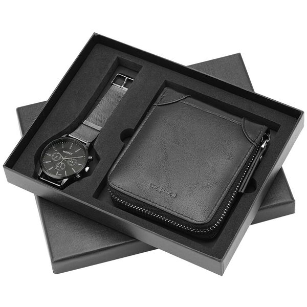 men's watches stainless steel band quartz wristwatch with pin buckle leather wallet gift set for boyfriend for dad, Slivery;brown
men's watches stainless steel band quartz wristwatch with pin buckle leather wallet gift set for boyfriend for dad, Slivery;brown