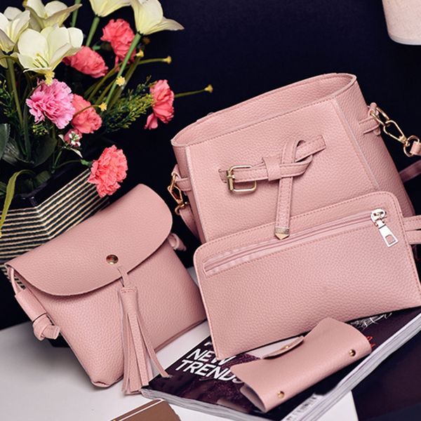 new-4pcs women handbag bags set synthetic leather clutch purse shoulder messenger bag, pink
new-4pcs women handbag bags set synthetic leather clutch purse shoulder messenger bag, pink
