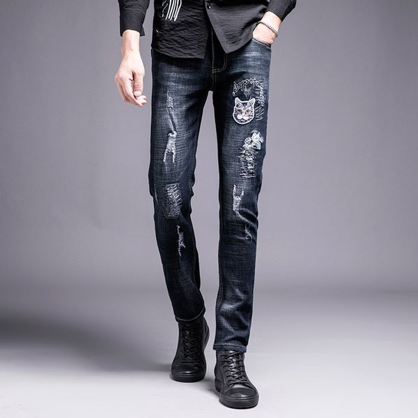 brand new mens jeans mens pants distressed ripped biker jeans slim fit motorcycle biker denim jeans 2019 fashion designer pants, Blue
brand new mens jeans mens pants distressed ripped biker jeans slim fit motorcycle biker denim jeans 2019 fashion designer pants, Blue