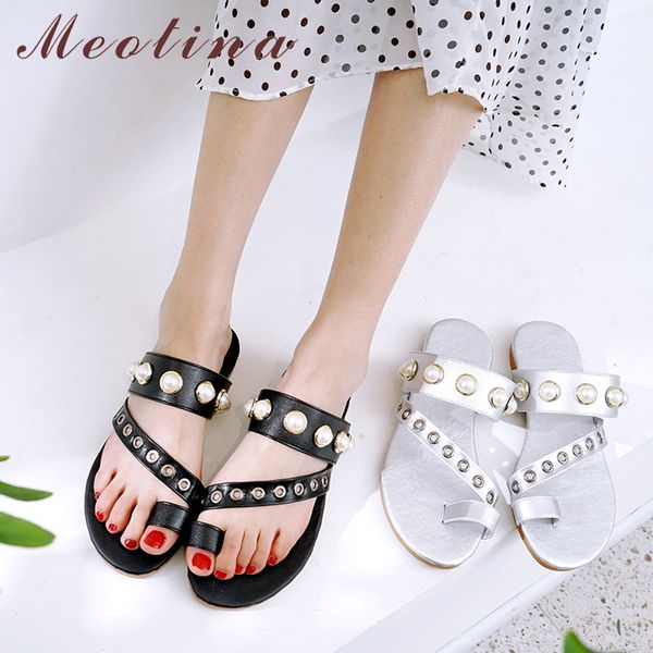 meotina summer flip flops shoes women pearl flat casual shoes fashion open toe slippers lady 2019 sandals sliver big size 34-43, Black
meotina summer flip flops shoes women pearl flat casual shoes fashion open toe slippers lady 2019 sandals sliver big size 34-43, Black