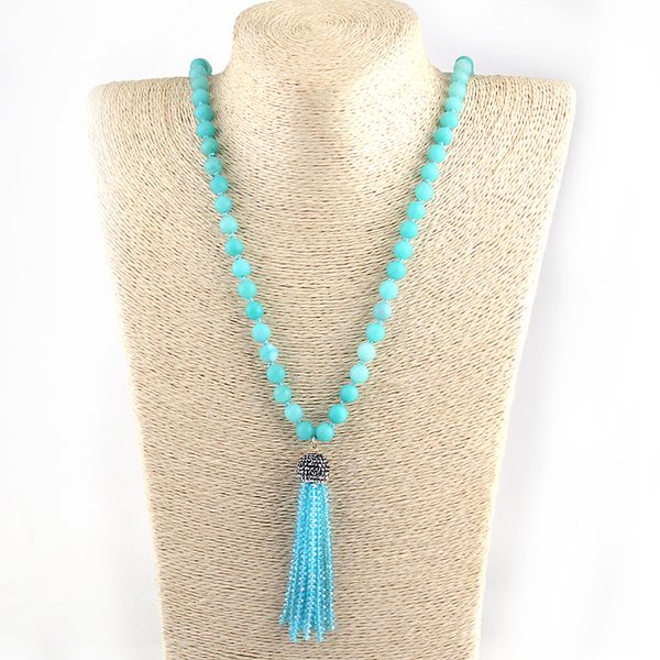 artisan jewelry halsband long knot blue stones bead crystal tassel charm necklaces, Silver
artisan jewelry halsband long knot blue stones bead crystal tassel charm necklaces, Silver
