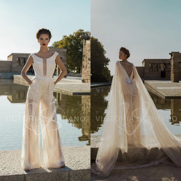 2020 jumpsuit beach wedding dresses with wrap jewel neck backless beads bridal outfit lace appliqued summer wedding gowns, White
2020 jumpsuit beach wedding dresses with wrap jewel neck backless beads bridal outfit lace appliqued summer wedding gowns, White