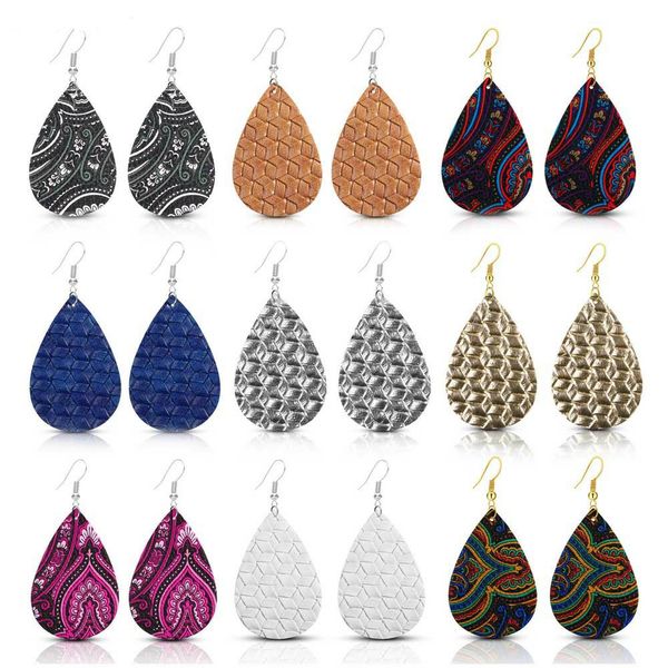 bohemian lychee grain waterdrop shape pu leather earrings printing dangle teardrop ear hook ear stud women jewelry gifts 11styles, Silver
bohemian lychee grain waterdrop shape pu leather earrings printing dangle teardrop ear hook ear stud women jewelry gifts 11styles, Silver