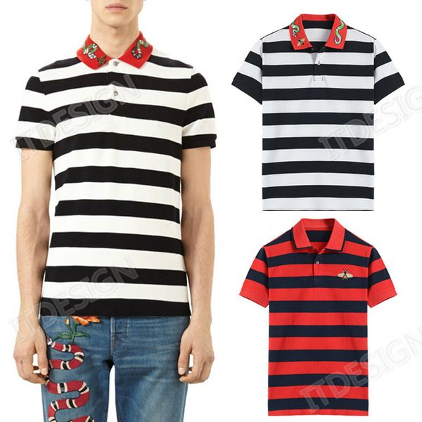 man striped cotton polo shirt with embroidey neck bee appliques popular men trim fitness boy's, White;black
man striped cotton polo shirt with embroidey neck bee appliques popular men trim fitness boy's, White;black