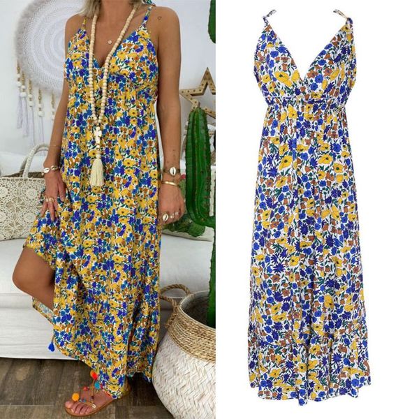 2020 womens boho floral maxi dress party strappy spaghetti strap summer beach holiday sling sundress plus size dresses s-5xl 
2020 womens boho floral maxi dress party strappy spaghetti strap summer beach holiday sling sundress plus size dresses s-5xl