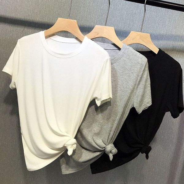 2020 summer knitted mask all-match shirt solid color short-sleeved women's short-sleeved base shirt all-match half-sleeved round collar, White
2020 summer knitted mask all-match shirt solid color short-sleeved women's short-sleeved base shirt all-match half-sleeved round collar, White