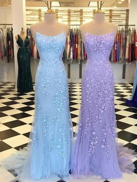 thin spaghetti straps sheath blue lace prom dress with sweep train applique purple formal dresses low back evening dress, Black
thin spaghetti straps sheath blue lace prom dress with sweep train applique purple formal dresses low back evening dress, Black