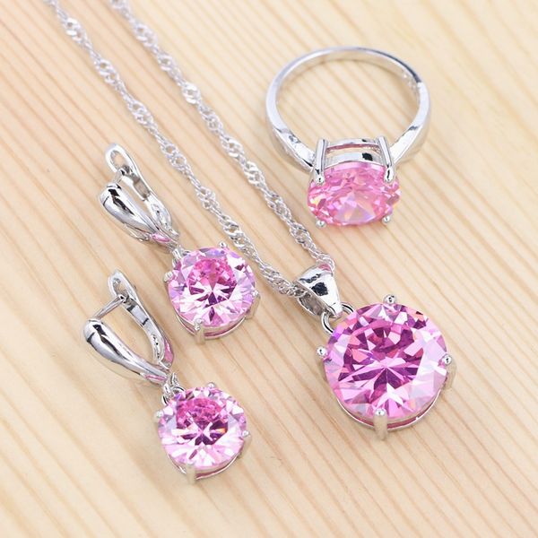 earrings & necklace cute jewelry pink round cubic zirconia set 925 sterling silver wedding earrings/pendant/necklace/ring for women
earrings & necklace cute jewelry pink round cubic zirconia set 925 sterling silver wedding earrings/pendant/necklace/ring for women