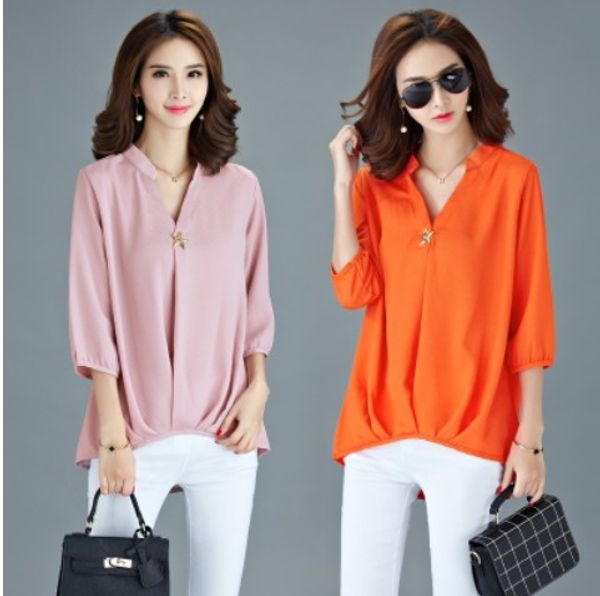 2020 summer new style chiffon shirt large size loose-fit slimming v-neck three-quarter-length sleeve versatile short in fro, Black;white
2020 summer new style chiffon shirt large size loose-fit slimming v-neck three-quarter-length sleeve versatile short in fro, Black;white