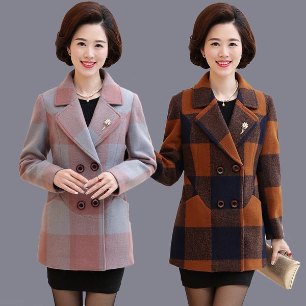 wool blends coat women 2018 new long sleeve double breasted lapel plaid jacket casual middle-aged ladies clothing woolen coats, Black
wool blends coat women 2018 new long sleeve double breasted lapel plaid jacket casual middle-aged ladies clothing woolen coats, Black