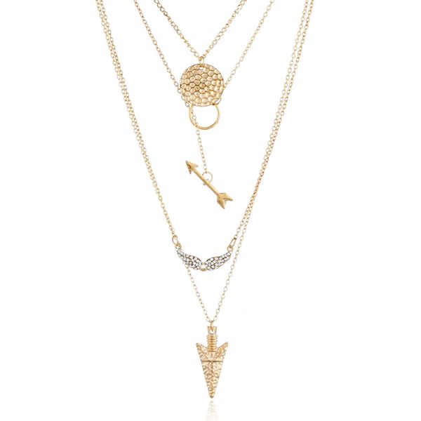 new european and american fashion jewelry fashion personality baitao women's necklace multi-layer wing wafer pendant set necklace, Silver
new european and american fashion jewelry fashion personality baitao women's necklace multi-layer wing wafer pendant set necklace, Silver
