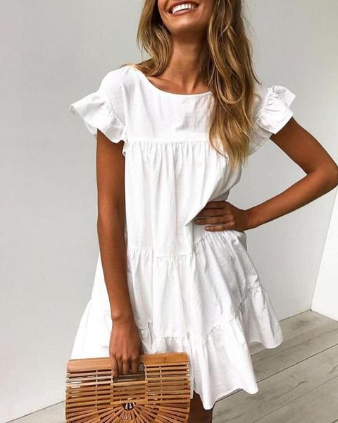 summer dress women a-line round neck dress solid color ruffles ruched short sleeve casual white, Black;gray
summer dress women a-line round neck dress solid color ruffles ruched short sleeve casual white, Black;gray