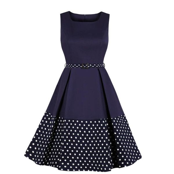 new arrivals round neck polka dot patchwork belts women retro dress high waist sleeveless summer vintage dress vestidos, Black;gray
new arrivals round neck polka dot patchwork belts women retro dress high waist sleeveless summer vintage dress vestidos, Black;gray