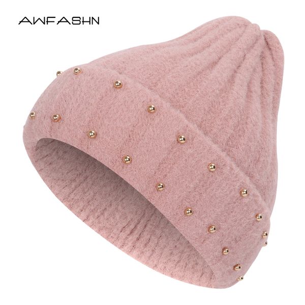 

2019 new winter mohair ladies knit beanie women warm wool solid color casual hat female soft cap slouchy bonnet, Blue;gray