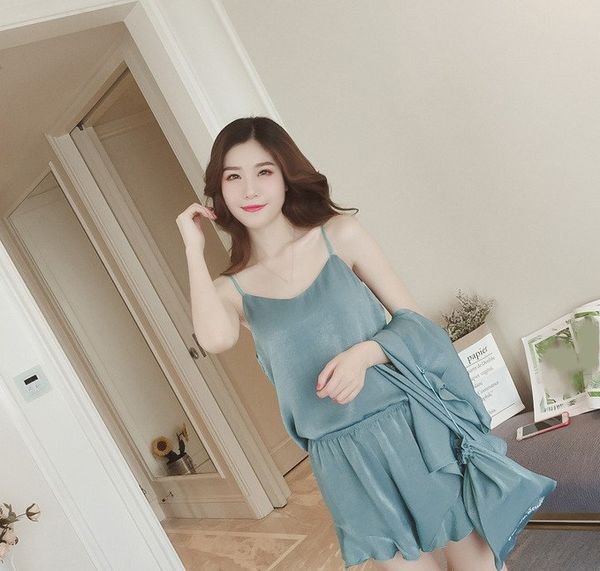 new fashion women suspender shirt shorts three piece sets ladies casual solid color thin sleepwear, Blue;gray
new fashion women suspender shirt shorts three piece sets ladies casual solid color thin sleepwear, Blue;gray