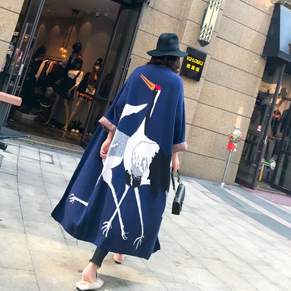 fashion autumn casual cashmere trench coat women cartoon cranes pattern open stitch knitting long outwear oversize, Tan;black
fashion autumn casual cashmere trench coat women cartoon cranes pattern open stitch knitting long outwear oversize, Tan;black