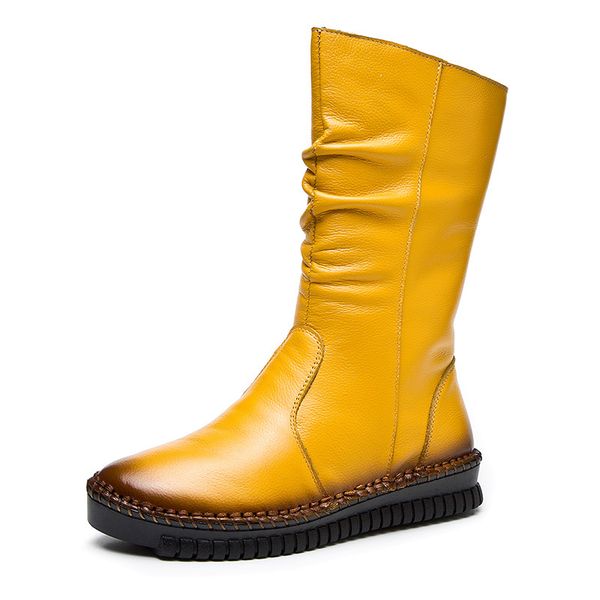plus size side zipper hand-stitched in-tube women boots pleated genuine leather boots comfortable warm winter shoes woman, Black
plus size side zipper hand-stitched in-tube women boots pleated genuine leather boots comfortable warm winter shoes woman, Black