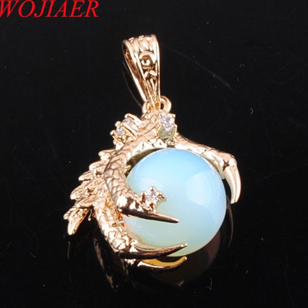 wojiaer natural white opal gem stone round bead dragon claw gold pendant & necklace jewelry n3098, Silver
wojiaer natural white opal gem stone round bead dragon claw gold pendant & necklace jewelry n3098, Silver