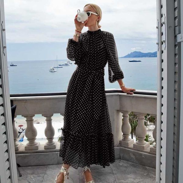 casual dresses alcevr fashionable female polka dot dress red elegant lantern sleeves long banquet ruffled o collar black ladies vestoidos, Black;gray
casual dresses alcevr fashionable female polka dot dress red elegant lantern sleeves long banquet ruffled o collar black ladies vestoidos, Black;gray