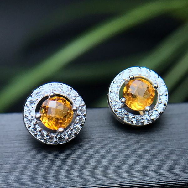 925 sterling silver natural brazil citrine earrings for wedding round gemstone 4 x 4 mm, Golden;silver
925 sterling silver natural brazil citrine earrings for wedding round gemstone 4 x 4 mm, Golden;silver